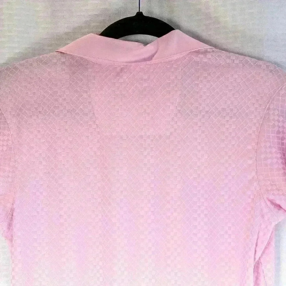 Lopez/Nancy Lopez Size S DeLux Dri pink geometric embossed short sleeve polo - Picture 10 of 16